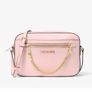 Like New Michael Kors Jet Set pink Saffiano leather messenger crossbody bag